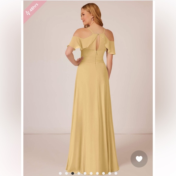 Gold colored Azazie gown, New - Picture 3 of 6